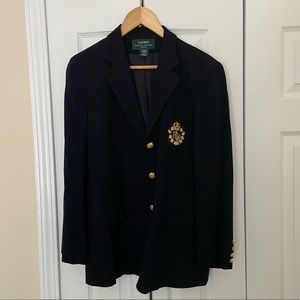Ralph Lauren Navy Wool Crest Blazer